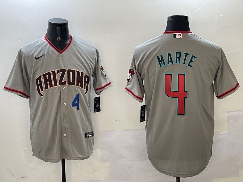 Men Arizona Diamondback #4 Marte Grey Game 2025 Nike MLB Jersey style 2->arizona diamondback->MLB Jersey